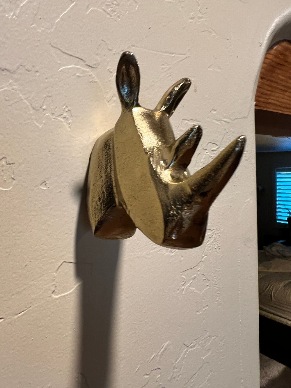 Vintage Brass Tone Rhino Rhinoceros Figurine 4" Animal Sculpture Wall Decor